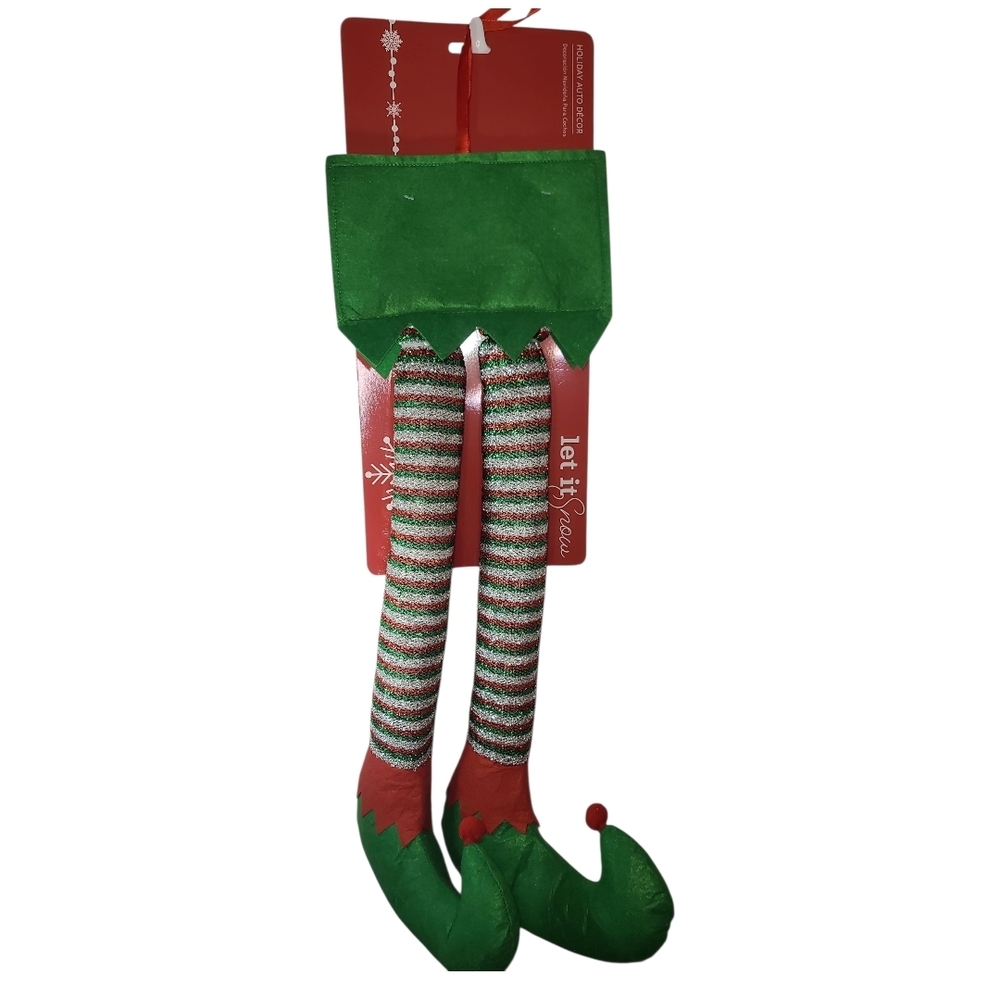 Elf legs Christmas Holiday Auto Car decoration Festive Red, Green, Silver - Picture 3 of 4